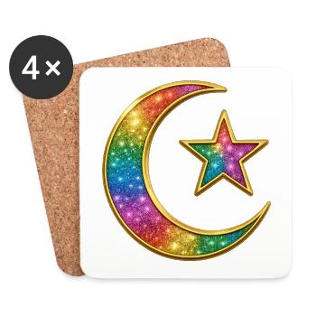 Galaxy Mond und Stern - Islamischer Halbmond - Untersetzer (4er-Set) - Weiß - Vorne