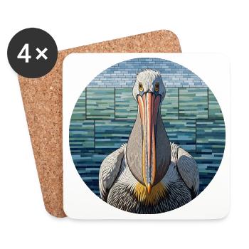Mosaïque Pélican - Dessous de verre (lot de 4) - blanc - Devant