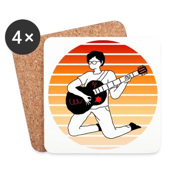 E-Gitarre im Sonnenuntergang - Untersetzer (4er-Set) - Weiß - Vorne
