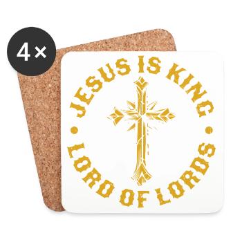 Gebrochener Goldener Kreuz-Design - Untersetzer (4er-Set) - Weiß - Vorne