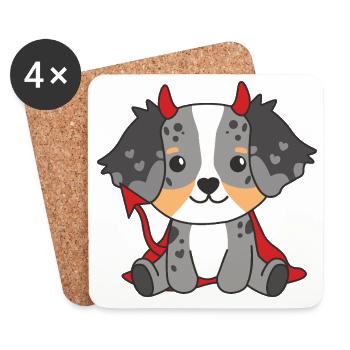 Berger Australien Joyeux Halloween Diable Costume - Dessous de verre (lot de 4) - blanc - Devant