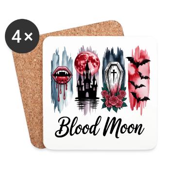 Lune de sang 4 PaneMotif gothique d’Halloween - Dessous de verre (lot de 4) - blanc - Devant