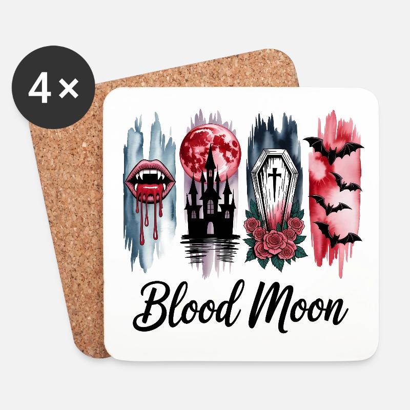 Blutmond 4 ScheibenGothic Halloween Motiv - Untersetzer (4er-Set) - Weiß