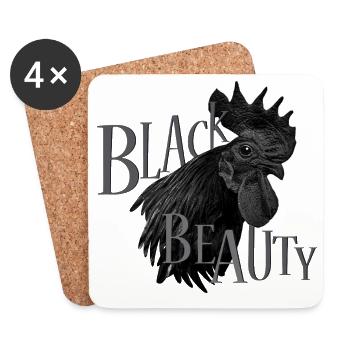 Ayam Cemani Beauté Noire - Dessous de verre (lot de 4) - blanc - Devant