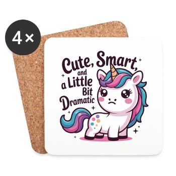Niedlicher Einhorn-Charme mit Humor - Untersetzer (4er-Set) - Weiß - Vorne