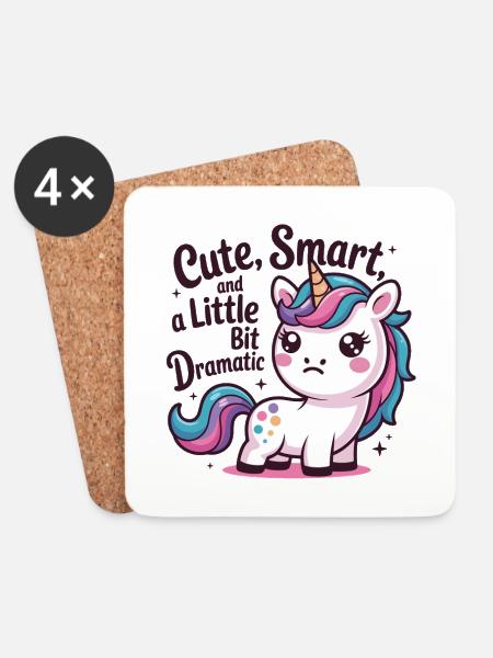 Niedlicher Einhorn-Charme mit Humor - Untersetzer (4er-Set) - Weiß