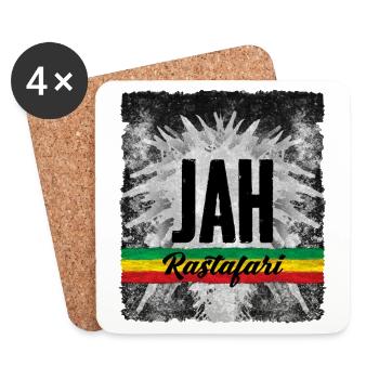 JAH Symbole Rastafari avec Ruban - Dessous de verre (lot de 4) - blanc - Devant