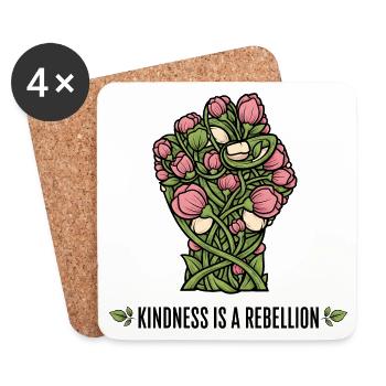 Freundlichkeit ist ein Rebellion Blumenfaust-Design - Untersetzer (4er-Set) - Weiß - Vorne