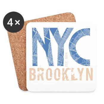 NYC Brooklyn – Urban Street Style - Coasters (set of 4) - white - Front