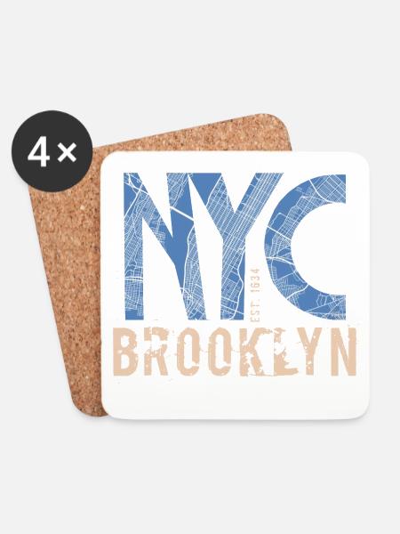 NYC Brooklyn – Urbaner Streetstyle - Untersetzer (4er-Set) - Weiß