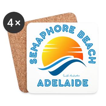 Semaphore Beach, Adélaïde, Coucher de soleil - Dessous de verre (lot de 4) - blanc - Devant