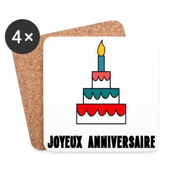 CAKE. HAPPY BIRTHDAY. HAPPY BIRTHDAY. BIRTHDAY - Coasters (set of 4) - white - Front