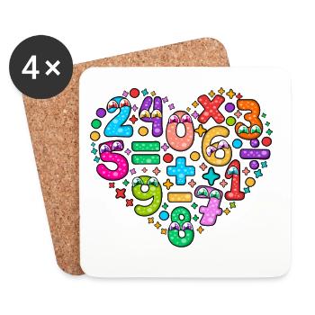 Zahlentag Buntes Zahlenherz-Design - Untersetzer (4er-Set) - Weiß - Vorne