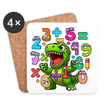 Number Day Playful Dinosaur Maths Design - Coasters (set of 4) - white - Front