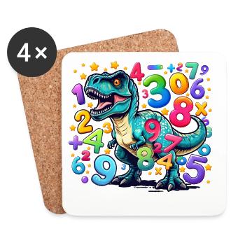 Number Day Vibrant Dinosaur with Numeral Chaos - Coasters (set of 4) - white - Front