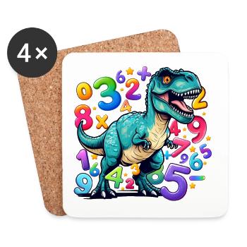 Number Vibrant Dinosaur with Numeric Playful Motif - Coasters (set of 4) - white - Front