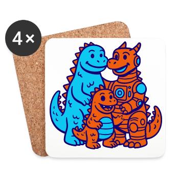 Famille Dragon - Dessous de verre (lot de 4) - blanc - Devant