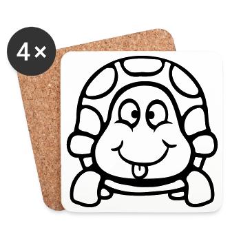 Turtle Tongue Sticking Out Naughty Funny Cool - Coasters (set of 4) - white - Front