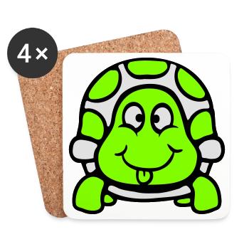 Turtle Tongue Sticking Out Naughty Funny Cool - Coasters (set of 4) - white - Front