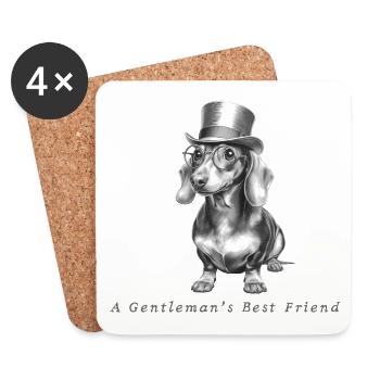 A Gentleman's Best Friend – Dachshund Old Money - Coasters (set of 4) - white - Front