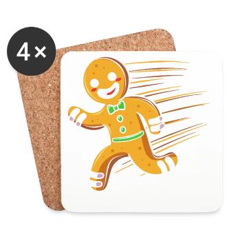 Lebkuchen Weihnachten Lebkuchenmann Gingerbread - Untersetzer (4er-Set) - Weiß - Vorne