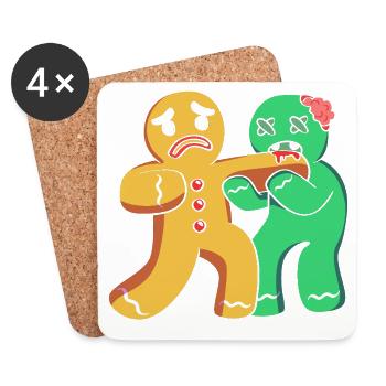 Lebkuchenmann Weihnachten Gingerbread Lebkuchen - Untersetzer (4er-Set) - Weiß - Vorne