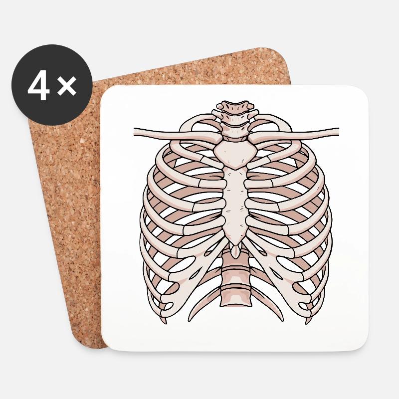 Anatomisches Brustbein und Rippenstruktur - Untersetzer (4er-Set) - Weiß