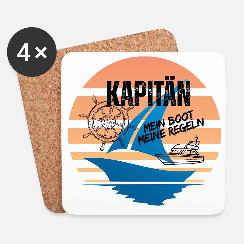 Seefahrer Motiv mit Kompass und Segelboot - Untersetzer (4er-Set) - Weiß