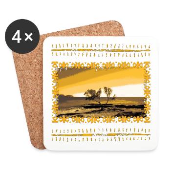 Sunset on the river with ornamental frame - Coasters (set of 4) - white - Front