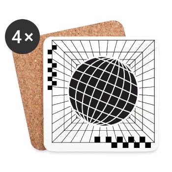 Geometric Global Sphere Design - Coasters (set of 4) - white - Front