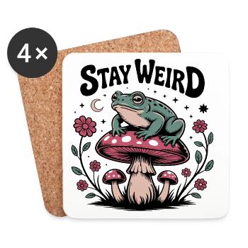 Stay Weird - Lustiger Spruch  - Untersetzer (4er-Set) - Weiß - Vorne