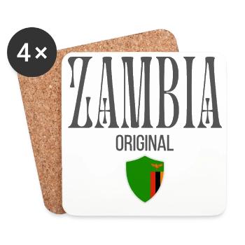Zambian pride, minimalist sleek design - Coasters (set of 4) - white - Front