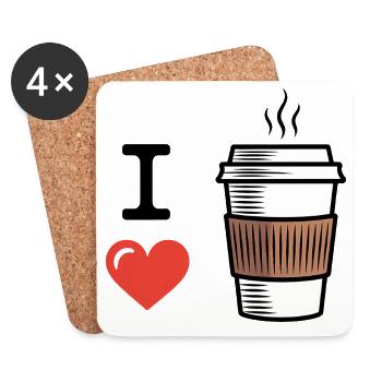 Ich liebe Kaffee - Untersetzer (4er-Set) - Weiß - Vorne