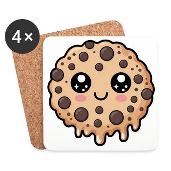 Biscuit kawaii aux pépites de chocolat - Dessous de verre (lot de 4) - blanc - Devant