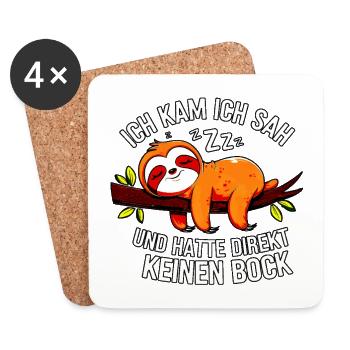 Lazy Sloth – No Desire for Nothing - Coasters (set of 4) - white - Front