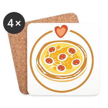 Pizza Love – Heart for Foodies - Coasters (set of 4) - white - Front