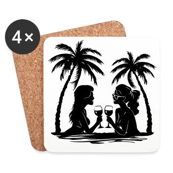 Palmiers pour femmes Relax - Dessous de verre (lot de 4) - blanc - Devant