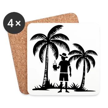 Urlaub Strand Palmen - Untersetzer (4er-Set) - Weiß - Vorne