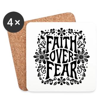 Faith over fear Christian Bible verse inspiration - Coasters (set of 4) - white - Front