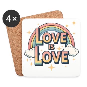 Love is Love – Retro Vintage Regenbogen Shirt - Untersetzer (4er-Set) - Weiß - Vorne