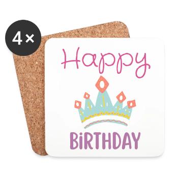 Happy birthday - Coasters (set of 4) - white - Front