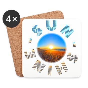 Coucher de soleil sur la plage Design - Dessous de verre (lot de 4) - blanc - Devant