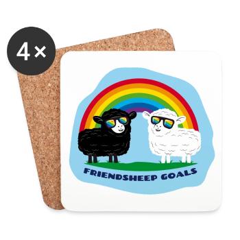 Friendship Sheep with Rainbow - Coasters (set of 4) - white - Front