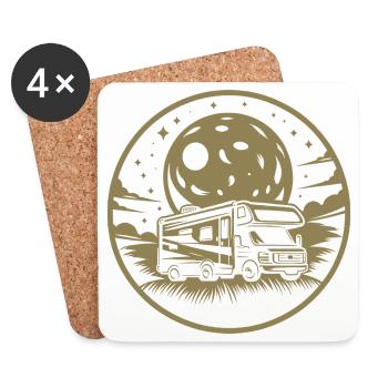 Motorhome Silhouette Camping - Coasters (set of 4) - white - Front