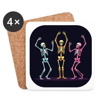 Halloween Skelett Tänzer Tanzen - Untersetzer (4er-Set) - Weiß - Vorne