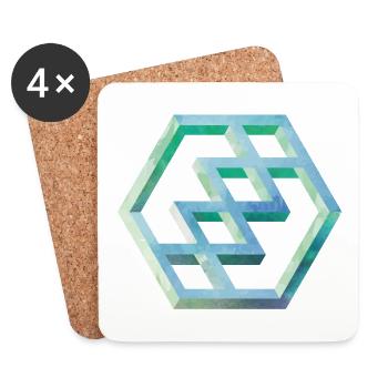 Geometrisches Hexagon Muster Kunst - Untersetzer (4er-Set) - Weiß - Vorne