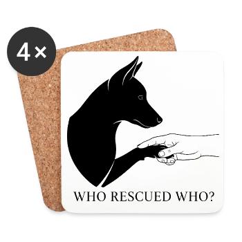 Amour de sauvetage de chien - Dessous de verre (lot de 4) - blanc - Devant