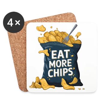 Iss mehr Chips Snack, Fastfood-Liebhaber - Untersetzer (4er-Set) - Weiß - Vorne