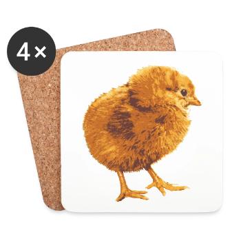 Des poussins en doux doré - Dessous de verre (lot de 4) - blanc - Devant