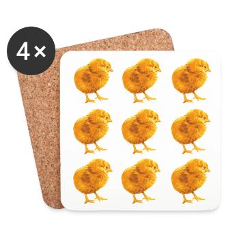 Küken-Muster für Frühling und Natur - Untersetzer (4er-Set) - Weiß - Vorne